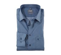 OLYMP Camisa Comfort Fit Green Choice (New Kent, rayas de sarga), azul oscuro, 47