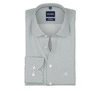 OLYMP Camisa de negocios de manga larga para hombre, con estampado cómodo, cuello Kent, fácil de planchar, para negocios y traje, Verde 45., 47 Grande