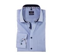 OLYMP Camisa de negocios para hombre de manga larga Luxor, monocolor, ajuste moderno, Global Kent, azul 11,39, Azul 11., 39