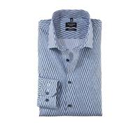 OLYMP Camisa de negocios para hombre, manga larga, impresión digital en liso, súper delgada, moderna Kent, Smoke Blue 13, 42