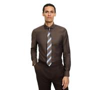 OLYMP Camiseta de manga larga para hombre 200784, monocolor, nivel 5, ajuste corporal (15/05/2015 - F16), New York Kent-2, Marrón 28, 48