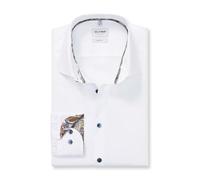 OLYMP Camiseta de manga larga para hombre Level Five, Faux Uni, 366 nivel 5, body fit (15.05.2015 - F16), 21 New York Kent-2, Blanco 00, 45