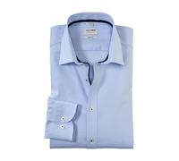 OLYMP Camiseta de negocios de manga larga Level Five, Camisa Vichy Karo, Body fit, New York Kent-2, azul claro, 44