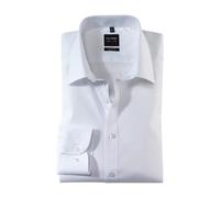Olymp Cuerpo Ajuste Camisa Level 5 Blanco Liso Costura de Cintura 706064 00