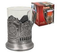 Olymp de Vasos para té Caliente de Ruso (Rusia - Estrella) y Metal sujetavasos de Pared con 200ml Podstakannik