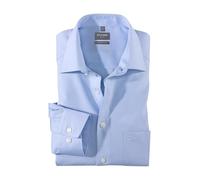 Olymp Hombre Camisa Manga Larga Luxor,Liso,Tamaño Normal,Cuello Camisa Clásico, Azul (Azul 11), 39