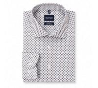 Olymp Luxor Modern Fit Camisa Clásica Hombre Azul Marrón Minimal 137424-63