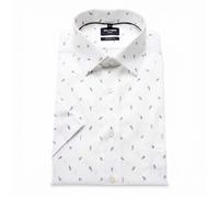 Olymp Luxor Modern Fit Camisa Clásica Para Hombre Manga Corta Blanca Print
