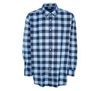 Olymp Manga Larga Regular Fit Hombre Button Down Cuello Algodón Cuadros Azul