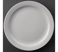 Olympia Athena Hotelware Platos estrechos de porcelana blanca - Esmalte duradero súper vitrificado - horno