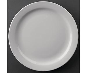 Olympia Athena Hotelware Platos estrechos de porcelana blanca - Esmalte duradero súper vitrificado - horno