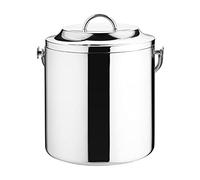 Olympia C569 - Cubitera con tapa 3,3 l de acero inoxidable redonda con doble pared aislante, enfriador de bebidas e hielo para fiestas, barbacoas y bares