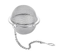 Olympia Colador de té ovalado de acero inoxidable con cadena y gancho de 50 mm, duradero, elegante, fácil de limpiar, para el hogar, hotel, restaurante, hojas de té sueltas