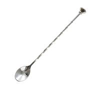 Olympia K474 - Cuchara larga de bar trenzada con extremo de disco, acero inoxidable, para mezclar y remover cócteles, utensilio de bar