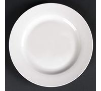 Olympia Lumina Fine China cd623 borde ancho platos redondos, color blanco (Pack de 6)