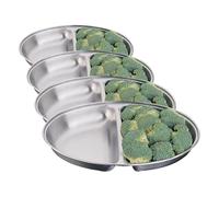 Olympia Oval 12 "vegetable Dish Plato Vajilla de acero inoxidable (Paquete de 4)