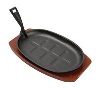 Olympia ovalada de hierro fundido Sizzler con soporte de madera grande 280 x 190 mm)