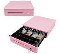 OLYMPIA S 330 - Caja registradora con 8 compartimentos para monedas y 4 billetes, robusta base de metal para caja registradora con cerradura y conector RJ11/RJ12, color rosa