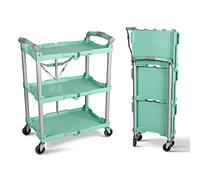 Olympia Tools 89-349 Pack N Roll Carro de Servicio Plegable, Capacidad de 150 Libras, 3 Niveles, Verde