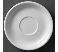 Olympia Whiteware - Juego de 12 platillos para cappuccino (180 mm, porcelana), color blanco