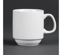 Olympia Whiteware - Juego de 12 tazas apilables (porcelana, 284 ml)