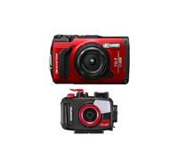 OLYMPUS compacto impermeable TG7 Rojo + Caja impermeable PT059