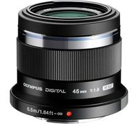 Olympus M.Zuiko Digital 45 mm F1.8 Objetivo, longitud focal fija rápida, apto para todas las cámaras MFT (modelos Olympus OM-D & PEN, serie G de Panasonic), negro
