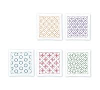 Olympus Thread Hitomezashi Sashiko - Juego de posavasos (5 unidades, con hilo sashiko fino, estampado), color blanco