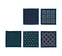 olympus Thread Hitomezashi Sashiko - Juego de posavasos para punto de cruz (5 unidades), color azul marino
