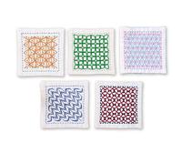 Olympus Thread Kugurizashi Sashiko - Juego de posavasos (5 unidades, tela impresa, multicolor), color blanco