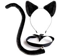OLYPHAN Juego de disfraz de anime Neko, diadema de oreja, cola larga, gargantilla para cosplay, Halloween, kit de accesorios de animales para mujer