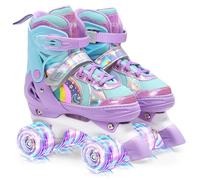 OLYSPM Patines 4 Ruedas niña niños 4 Tamaño Ajustable Ruedas iluminadas,Patines niña Principiantes, (Morado,XS)