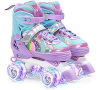 OLYSPM Patines 4 Ruedas niña niños 4 Tamaño Ajustable Ruedas iluminadas,Patines niña Principiantes, (Morado,S)