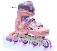 OLYSPM Patines en Linea Niña Rosa-Violeta,4 Tamaño Ajustable Patines Niña con 8 Ruedas Luminosas para Principiantes Adultos en Exteriores e Interiores
