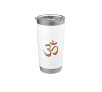 Om Print Yoga marrón Desvanecido Ohm Mantra Símbolo Sánscrito Aum Vaso térmico de acero inoxidable de doble pared