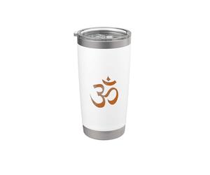 Om Print Yoga marrón Desvanecido Ohm Mantra Símbolo Sánscrito Aum Vaso térmico de acero inoxidable de doble pared