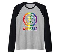Om-Schild LGBTQ - Bandera arcoíris Namaste Chakra Zen Yoga Gay Pride Camiseta Manga Raglan