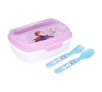 OM SUPPLIES Frozen II - Fiambrera infantil con cuchara y tenedor de plástico, ideal para la escuela o picnic