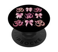 Om Symbol Meditación Budismo Budista Chica Coqueta Bow Mom PopSockets PopGrip Adhesivo