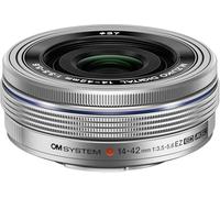 OM SYSTEM M.Zuiko Digital 14-42mm F3.5-5.6 EZ Objetivo, Zoom Pancake Compacto para Cámaras Micro Cuatro Tercios (Modelos Olympus OM-D & Pen, Serie G de Panasonic,Autoenfoque Rápido y Silencioso,Plata