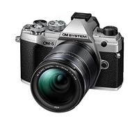 OM SYSTEM OM-5 Cámara con Sistema Micro Four Thirds con Objetivo M.Zuiko Digital 14-150mm F4-5.6 II, Sensor Live Mos de 20 MP, Estabilización de Imagen Mejorada de 5 Ejes, IP53, Plata/Negro