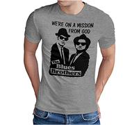 OM3® Blues Brothers - Camiseta para hombre - On A Mission from God Jake and Elwood - S - 4XL, gris, XL