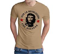 OM3® Camiseta Che Guevara - Hombre - Viva La Revolucion Guerrilla Combatiente - S - 5XL, Khaki #5208, M