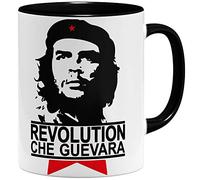OM3 - Che Guevara - Taza de café - Taza de cerámica - 325 ml - Impresión en ambos lados - Negro