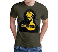 OM3® Kill Your Idols Camiseta | Hombre | 90s Jesús Hard Rock Punk Grunge Music Band | S - 5XL, verde oliva, XXL