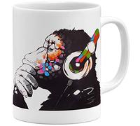 OM3 Monkey Ape Affee Music Banksy - Taza de cerámica, 325 ml, impresión por ambos lados, color blanco