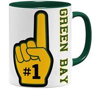 OM3 Number One #1 Green Bay - Taza de cerámica, 325 ml, estampado por ambos lados, color verde