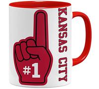 OM3 Number One #1 Kansas City - Taza de cerámica, 325 ml, estampado por ambos lados, color rojo