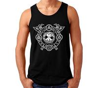 OM3® Tree of Life Camiseta sin mangas para hombre, árbol de la vida, símbolos vikingos, runas Yggdrasil, S - 4XL, Negro#4474, 3XL