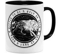 OM3® Vikings Wolf of Odin - Taza de café (cerámica, 325 ml), diseño vikingo, color negro